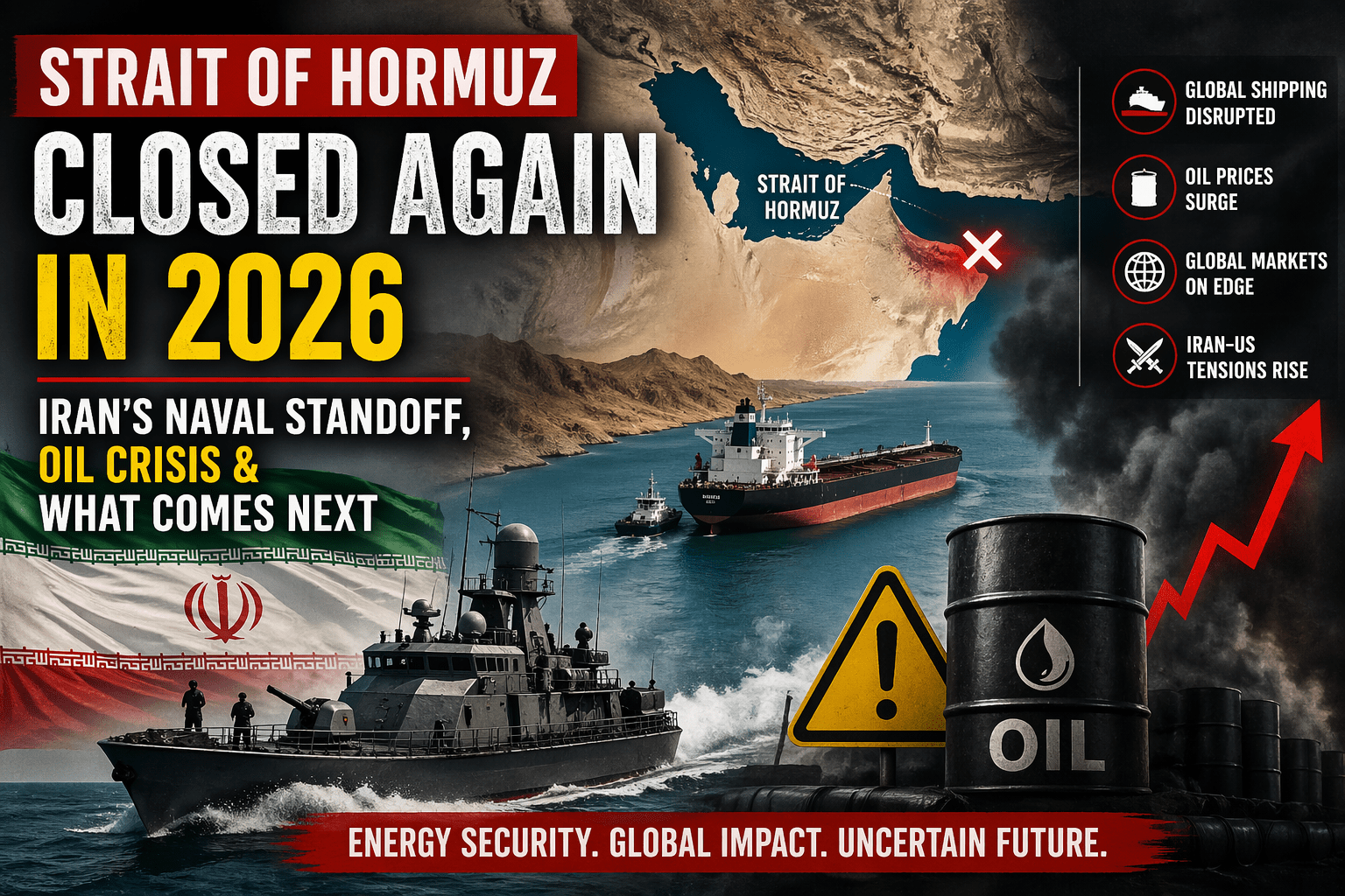 Hormuz Crisis 2026 — Iran's naval blockade and oil tanker disruption in the Persian Gulf