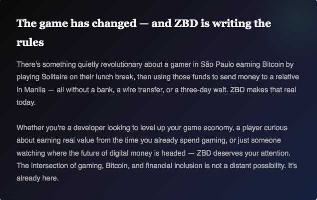 "The game has changed — and ZBD is writing the rules"